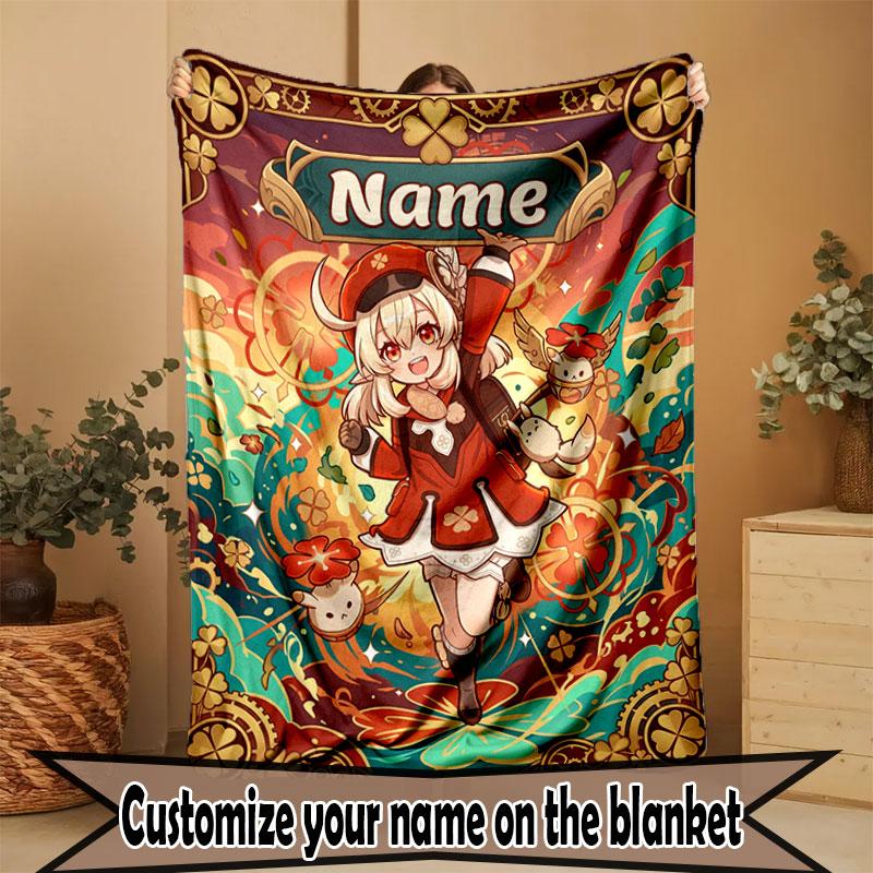 Custom Name Personalized Genshin Impact Print Blanket, Home Decor, Bedroom, Sofa, Camping, Couch, Gifts for Birthday Christmas