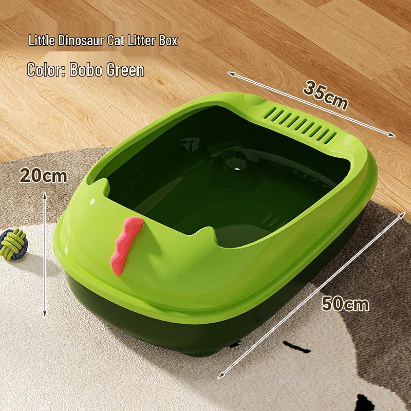 Dinosaur Semi-Enclosed Large Cat Litter Box - Washable & Anti-Splash
