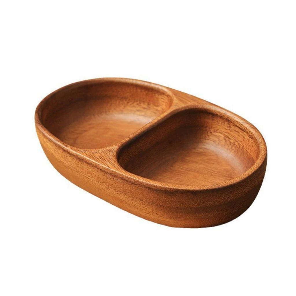Round Divided Servings Tray Wood Nut Holder Serving Dishes Dried Fruit Tray Appetizers Tray Dish Platters Easy To Clean