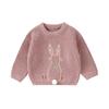 Toddler Baby Girl Easter Sweater, Bunny Embroidery Pattern Long Sleeve Round Neck Knitwear Pullover 