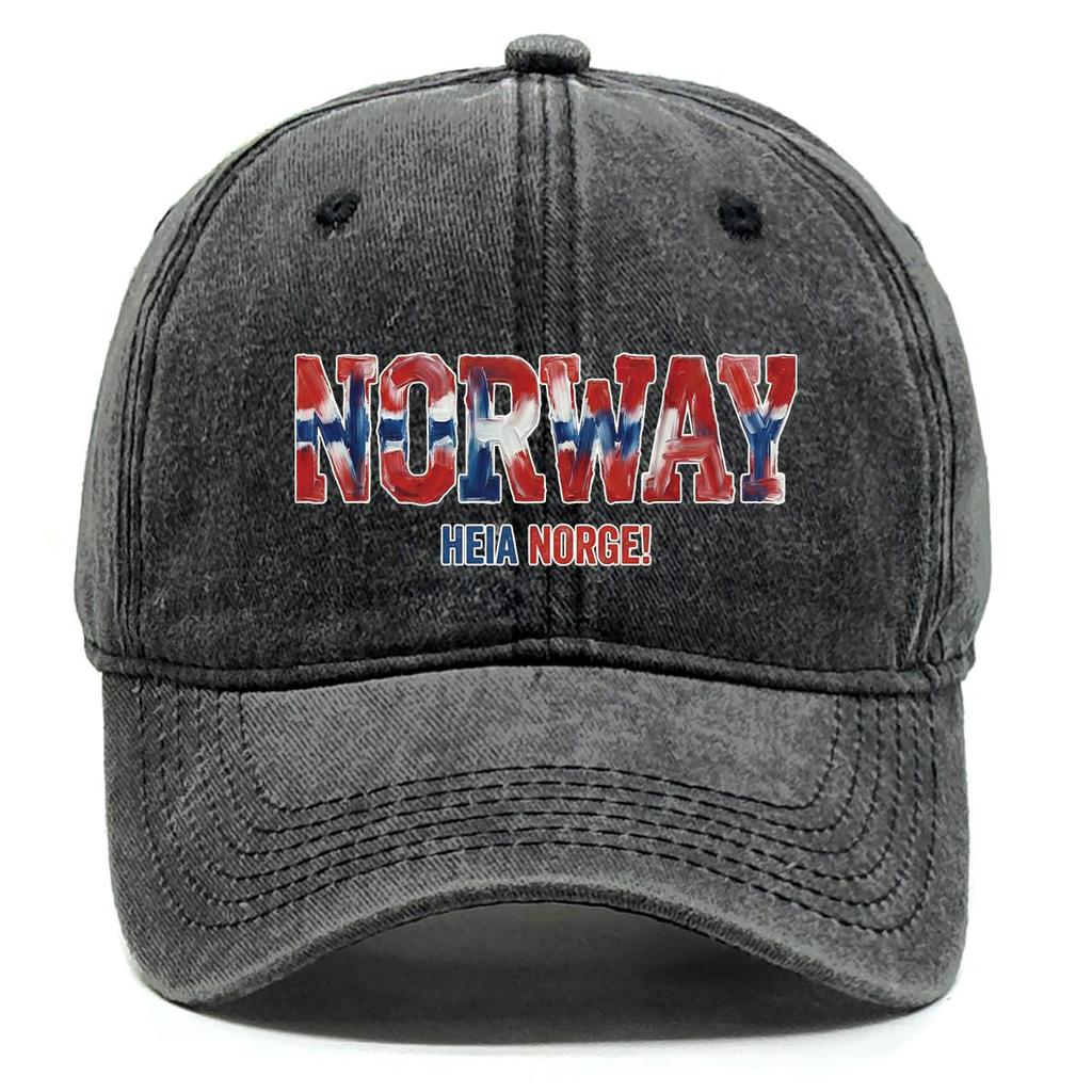 """НОРВЕГИЯ"" ""HEIA NORGE"" Кепка-панама с принтом флага, Регулируемая бейсболка Snapback, Простая, Повседневная, Легкая, С потертостями, Кепка-дадхэт"""