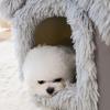 Складной домик для домашних животных, зимний плюшевый моющийся домик для кошек, кошачья кровать, теплый моющийся домик для собак, собачья кровать, палатка, ремень, съемный коврик