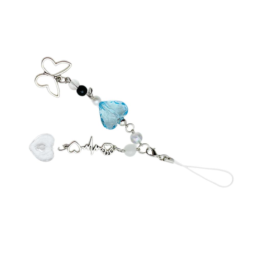 Fashion Heart Butterfly Hangings Pendant Phone Charm Lanyard Pocket Keychain Strap Bag Decoration Wallet Pendants