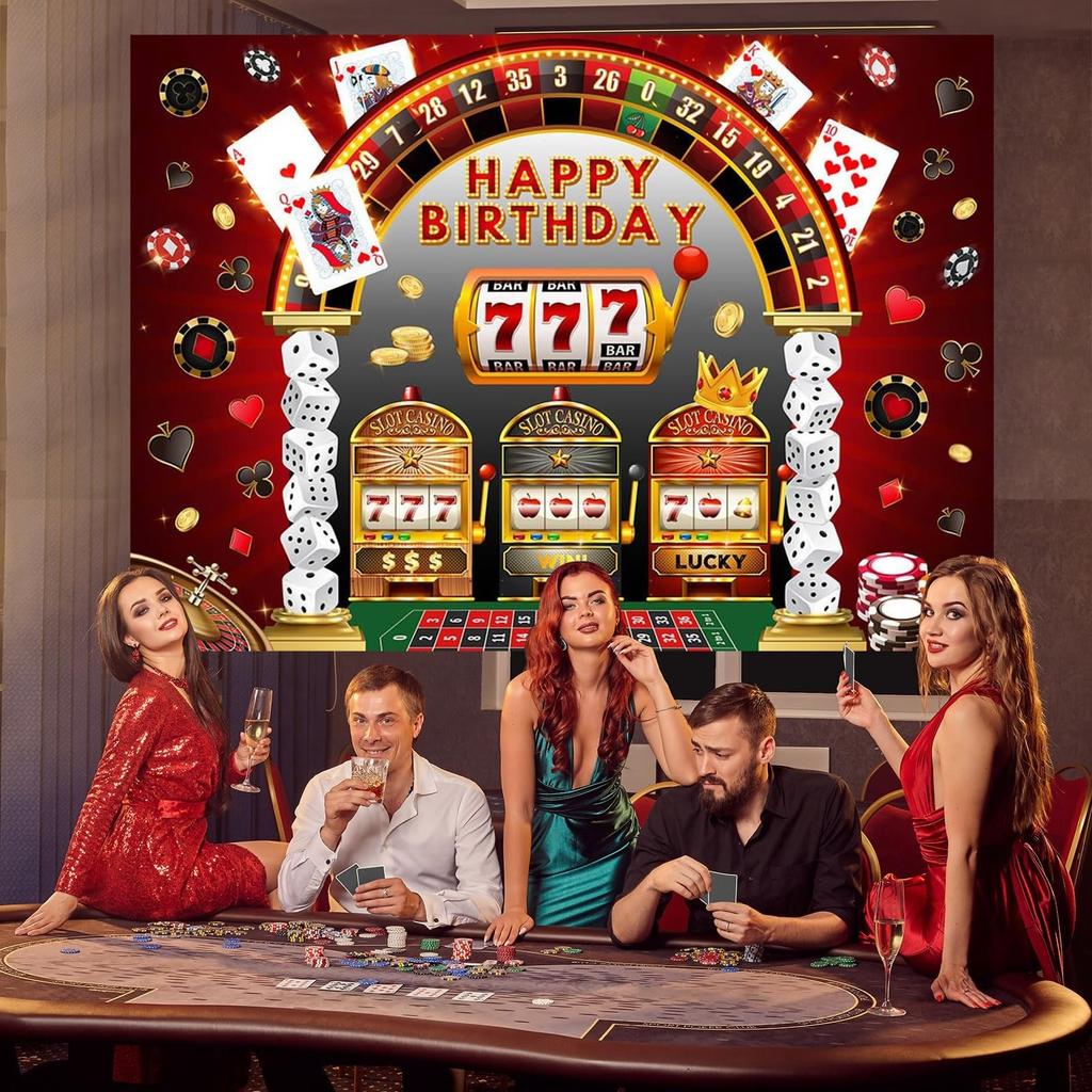 Mocsicka Casino Birthday Backdrop Las Vegas Theme Casino Night Happy Birthday...