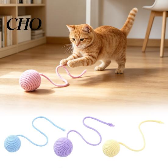 Cat Exercise Toy Cotton String Ball Teething Built-in Sand Rattle Interactive Rope Self-play Bite-Resistant Tooth Grinding Play for Pet Hair