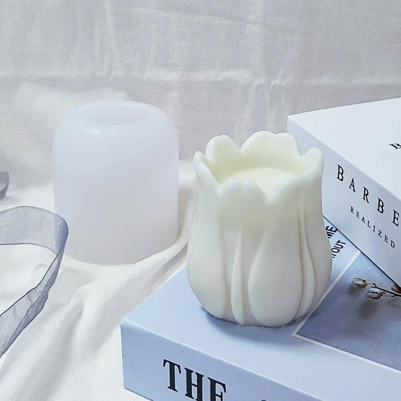 Oversized 3D Tulip Flower Silicone Mold DIY Aromatherapy Candle Gypsum Soap Hand Fondant Cake Baking Mold Home Decoration Craft