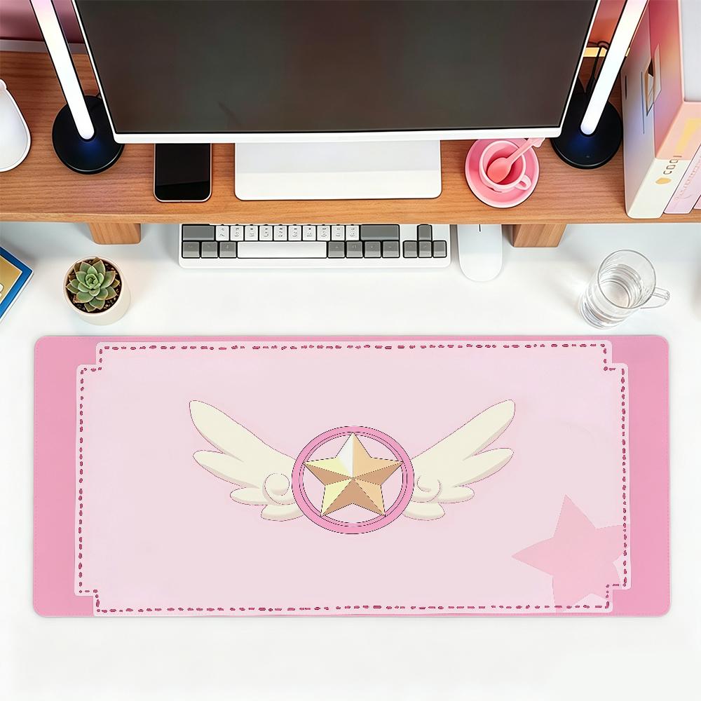 Anime Cardcaptor Sakura Mouse Pad Large NonSlip Gaming Desk Mat Laptop Keyboard Tray Office Pc Rubber Pink Decor Black