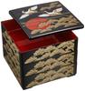 Wakaizumi Lacquerware Box Dimensions Kurouchi Vermilion Lacquered Sunrise Crane 3-tiered 6.5 1-459-41