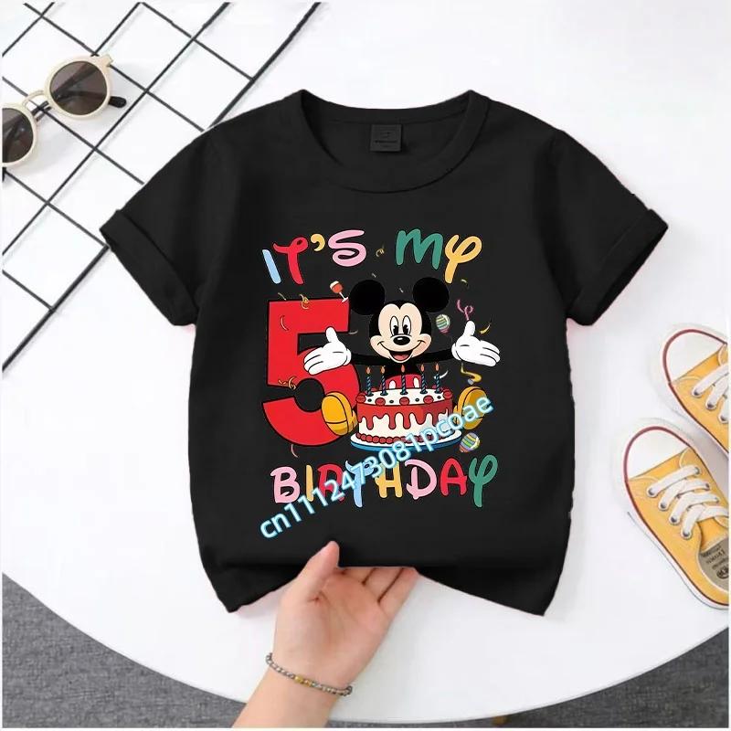 Minnie Mouse Tshirt Kids Number Tshirts Cute Cartoon Base Tee White Pink Summer Soft ShortSleeve Clothes Birthday Gift