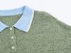 European and American style, new women's clothing, foreign style splicing knitted POLO shirt 2893/169/500