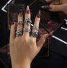 Gothic Skull Ring Set Adjustable Finger Rings Alloy Texture Dating Rings Perfect for Parties and Festivals Any Occasion