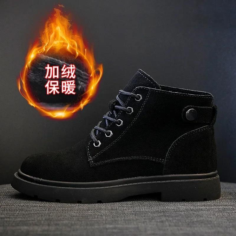 Женские ботинки из натуральной кожи в британском стиле в стиле ретро с коротким голенищем. Новые высококачественные зимние бархатные теплые туфли на толстой подошве.