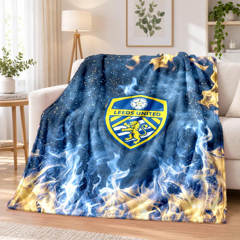 Leeds United Football Printed Flannel Blanket Warm Comfort Bed Throw For Indoor Home Decoration