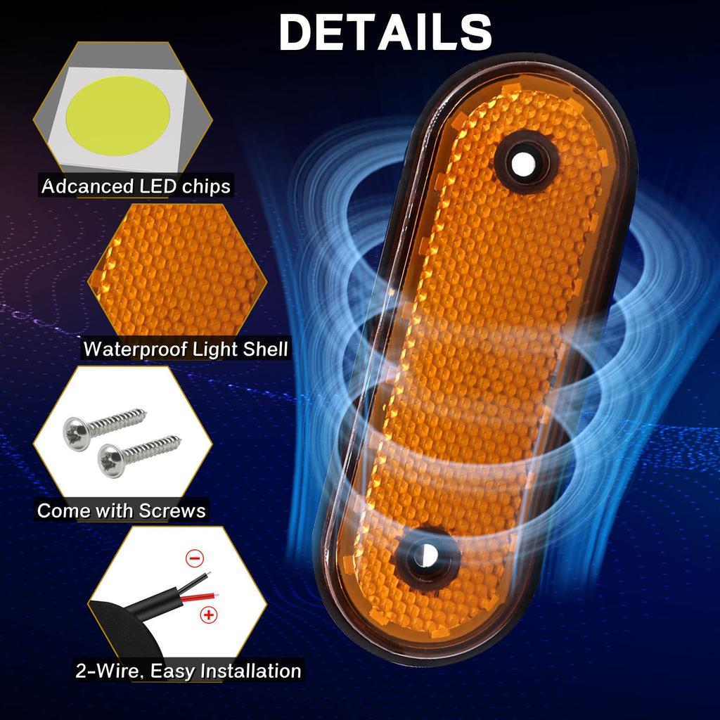 Боковой габаритный фонарь 24 В, светодиодный фонарь для грузовика, высокая яркость, водонепроницаемый, 20 светодиодов, детали для автомобильного освещения, прицеп, грузовик, автобус, Deco Tribe Illumination Ye