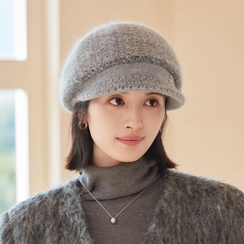Осенне-зимняя холодостойкая вязаная теплая шапка, толстая шапка-утконос, шерстяная шапка в западном стиле для женщин