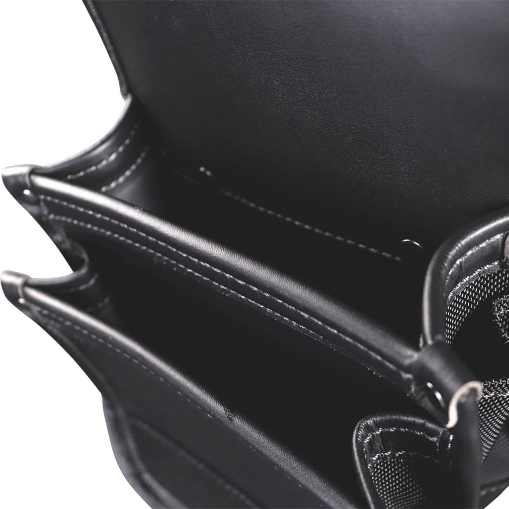 Fujiya Architectural Thin Waist Bag 3 Tiers Black Gold LIGHT PU LEATHER SERIES AB-43BG