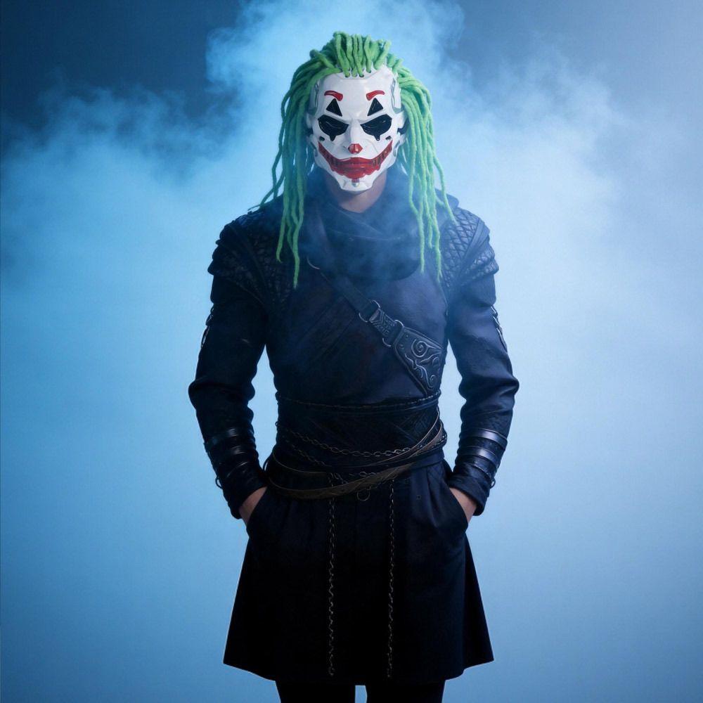 Cyberpunk style clown mask wig Halloween clown Joaquin head circumference 58-62cm can be worn or collected