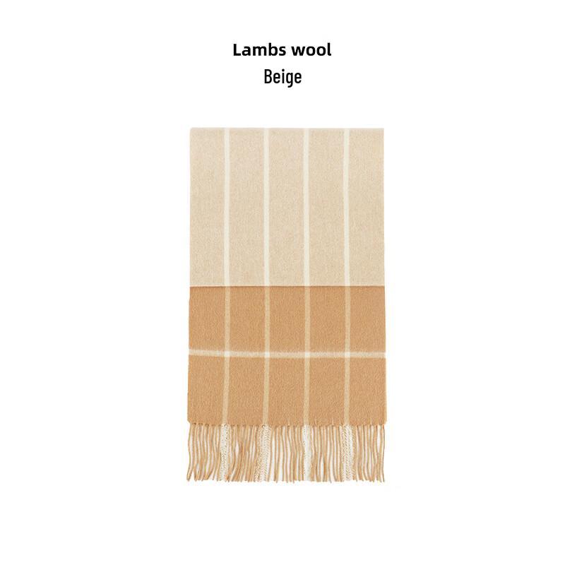 CEENIU Зимний шарф из 100% шерсти в клетку с кистями