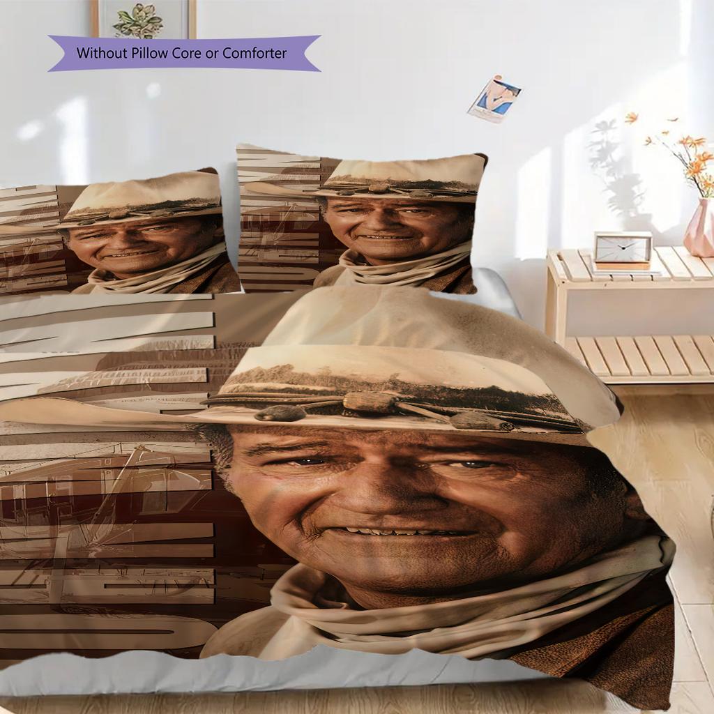 John Wayne's iconic cowboy hat bedding, duvet cover, pillowcase, home decoration, birthday gift (1 * duvet cover+2 * pillowcase, coreless)