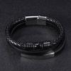 Fashion Stainless Steel Charm Men Bracelet Clasp Braided Mutilayer Leather Wrapping Punk Bangles Man Jewelry  BB0999