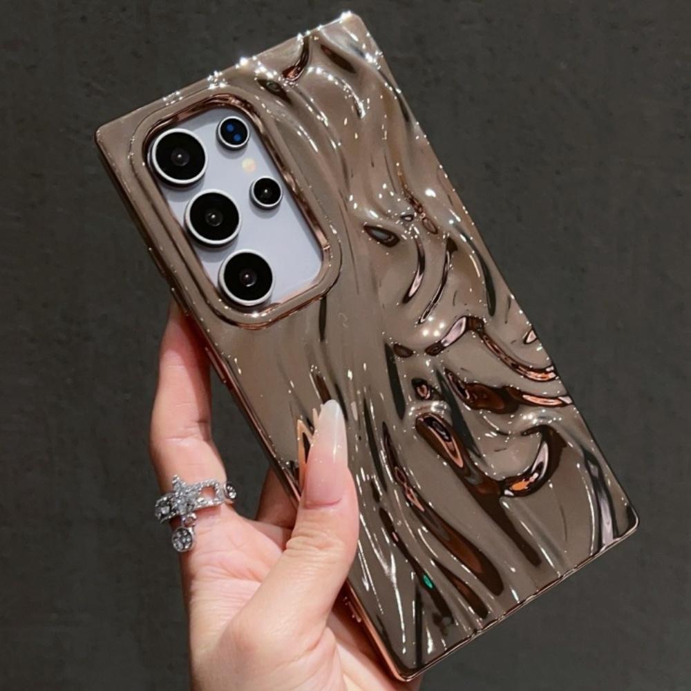 Роскошный Электроplated 3D Чехол с Текстурой Водной Ряби для Samsung S25 S26 S24 Ultra S26 Plus S23 FE Фиолетовый Ударопрочный Чехол