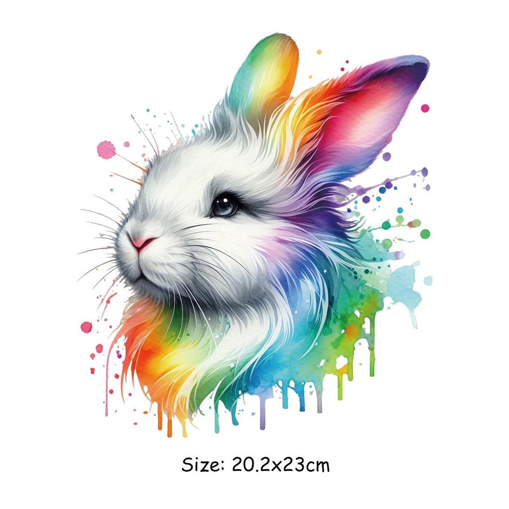 Heat Transfer Printing Watercolor Animals Set T-Shirt Clothes Stickers Heat Press Appliqued Diy Clothing Patches Easy To Cut