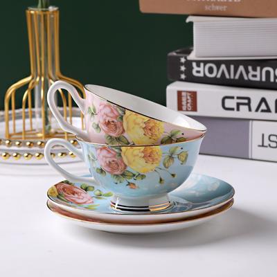Набор кофейной чашки и блюдца из британского костяного фарфора, простая керамическая кофейная чашка с печатным рисунком, европейская чашка и блюдце, сувенирный подарок