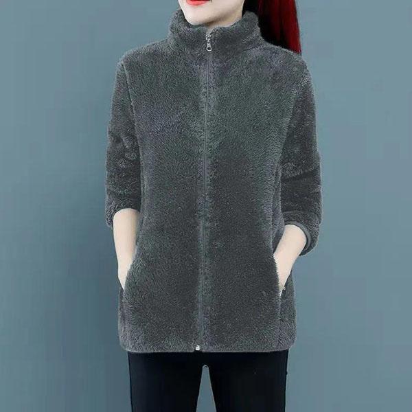 Double Sided Fleece Coat Women's Short Large Size Coral Velvet Autumn and Winter Thickened Warm Fleece Coat Women's Sweater