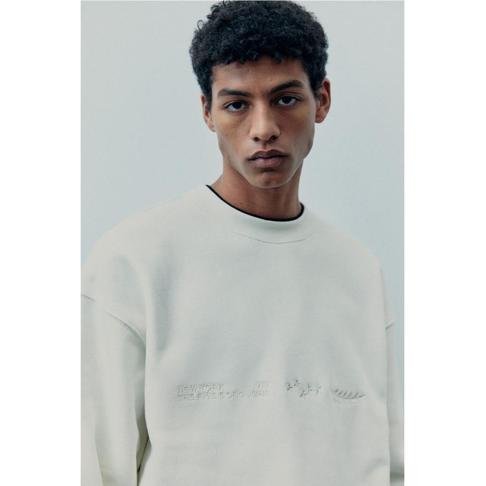 Толстовки HM Loose Fit Print, белая, Нью-Йорк