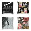 Retro Movie Night Popcorn Cushion Cover Camera Floor Pillowcase Sofa Cool Home