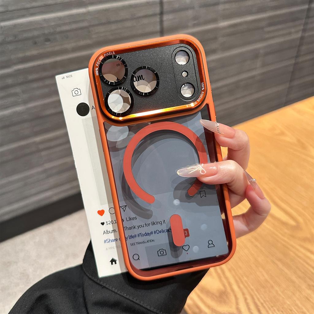 Роскошная противоударная броня-бампер для защиты камеры для iPhone 17 Air 16 15 14 Plus 13 12 11 Pro Max Прозрачная для Magsafe Чехол