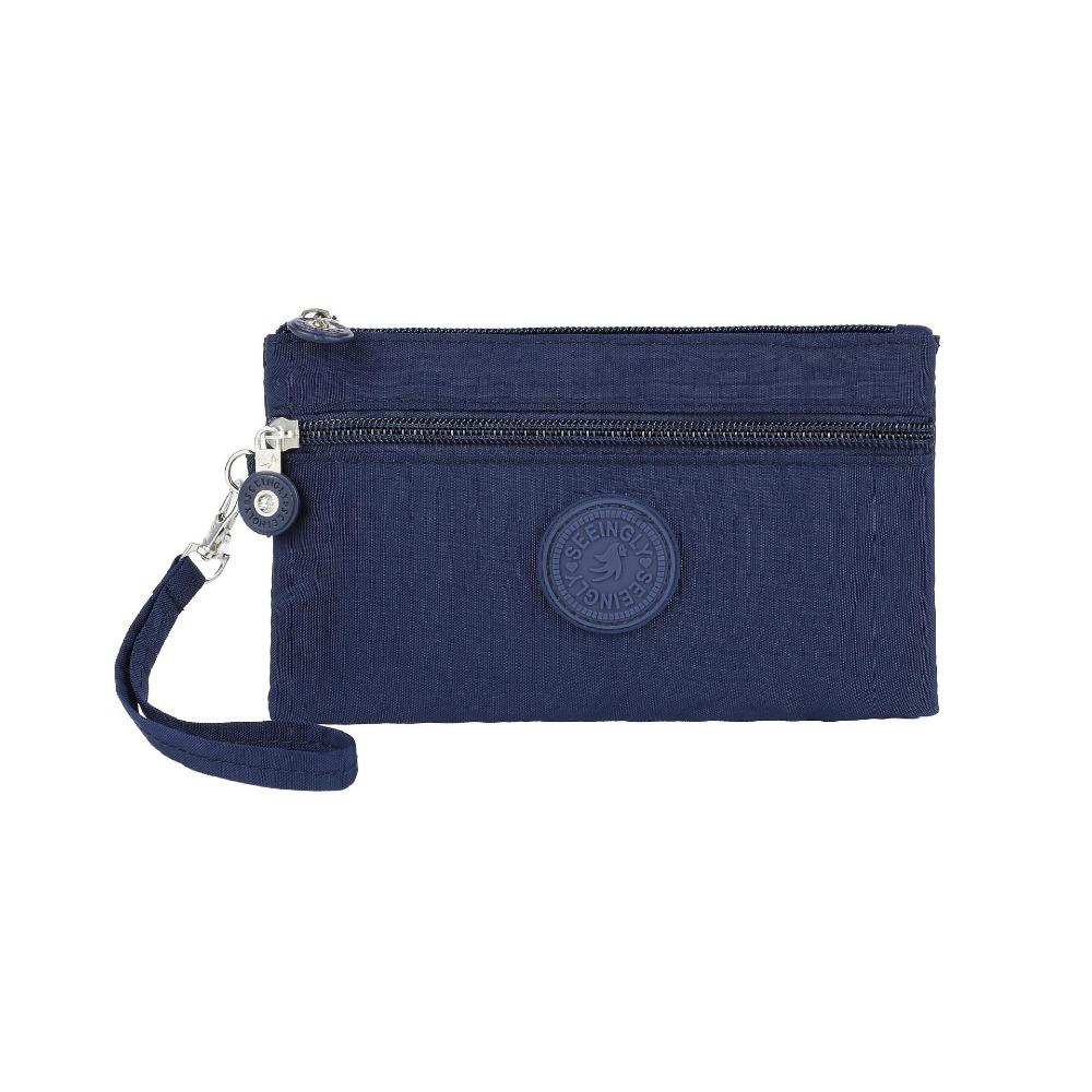 With Lanyard Double Layer Wallet Nylon Simple Money Handbag Fashion Zipper Coin Purse Travel