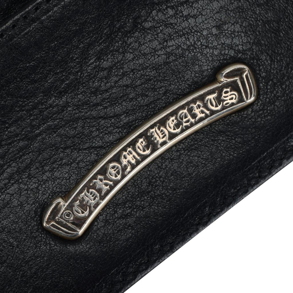 CHROME HEARTS Кошелек для карт из серебристой кожи Scroll Унисекс Аксессуары Черный CH-2270119