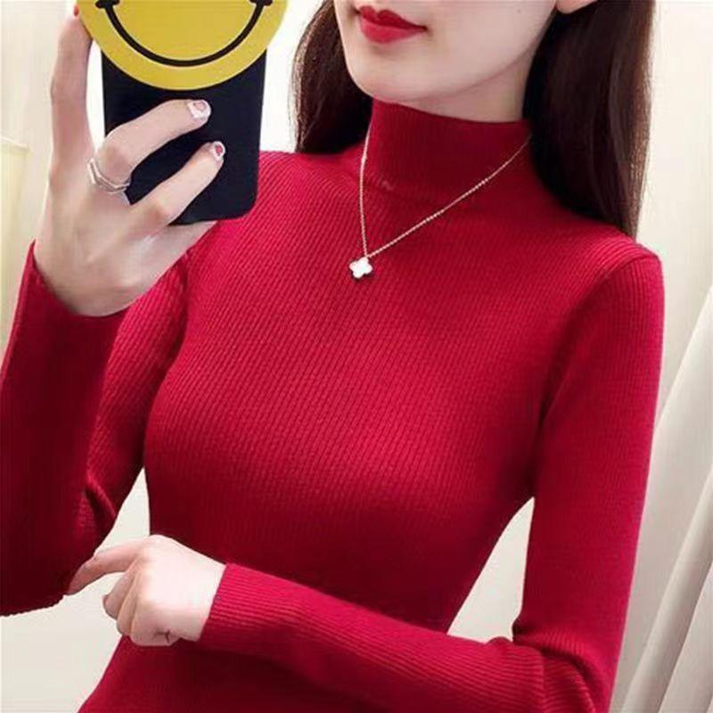 Женский вязаный пуловер с высоким воротником, теплый свитер больших размеров с верхом и дном, эластичный зимний свитер