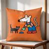 Cute Bobo the Mouse Cushion Cover Natural Linen Organic Fabric DoubleSided Printing Couch Pillow Covers Home Decor
