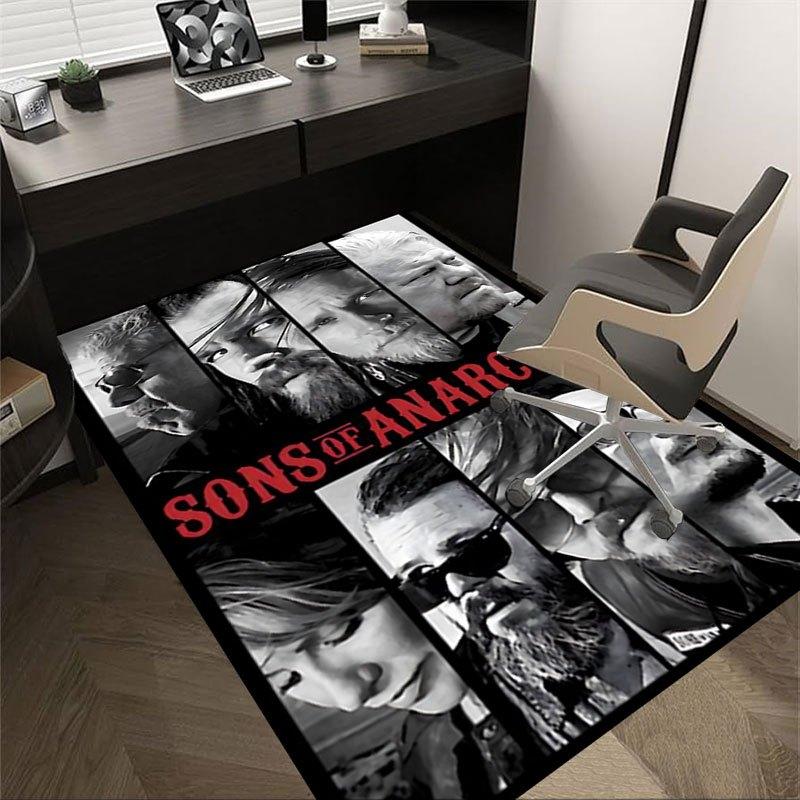 1pc Sons of Anarchy themed Office Carpet Chair Mats - durable polyester rug for home theater, office, dorm room decor - tA01