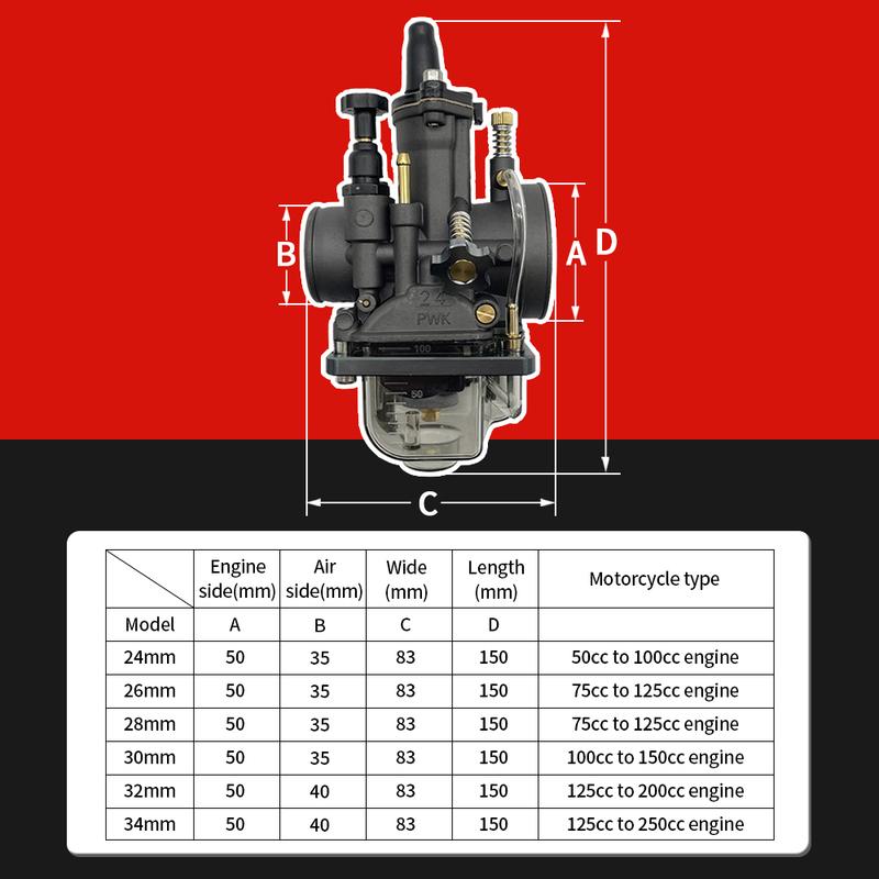 Motocross Modified Parts For Mikuni Carburetor PWK 21 24 26 28 30 32 34mm Motorcycle Flat Curtain Carb Moped Dirt Pit Bike