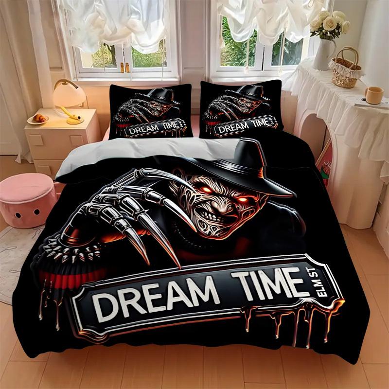 3pcs A Nightmare on Elm Street Bedding Set, Soft Polyester Duvet Cover and Pillowcases Machine Washable Seasons all suitable 68
