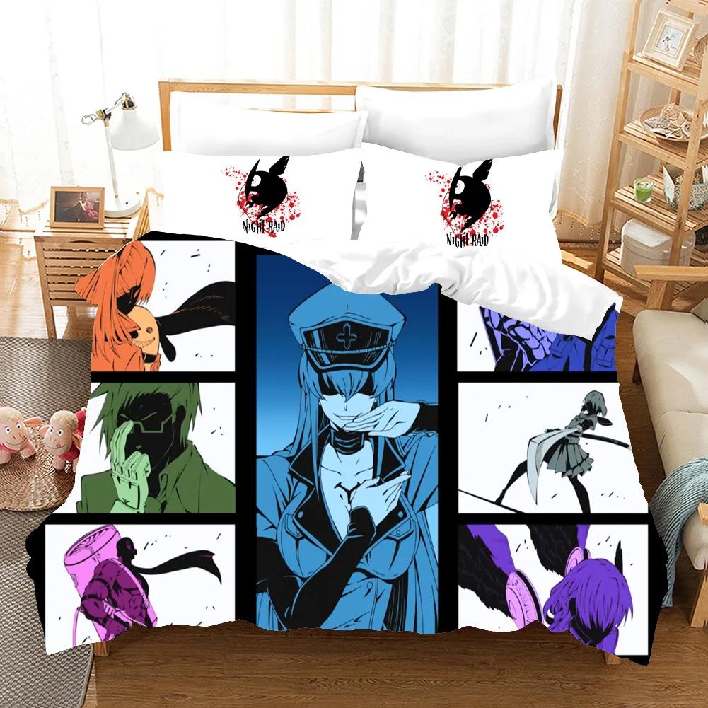 3D Печатный Аниме Akame Ga KILL Комплект Постельного Белья Пододеяльник Покрывало для Спальни Односпальное Двуспальное King Size Покрывало для Одеяла Домашний Текстиль