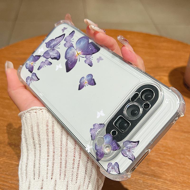 Gold Butterfly Pattern TPU Phone Case For Google Pixel 9 Pro Pixel 9 Pro XL Slim Soft Transparent Back Cover For Google Pixel 9A