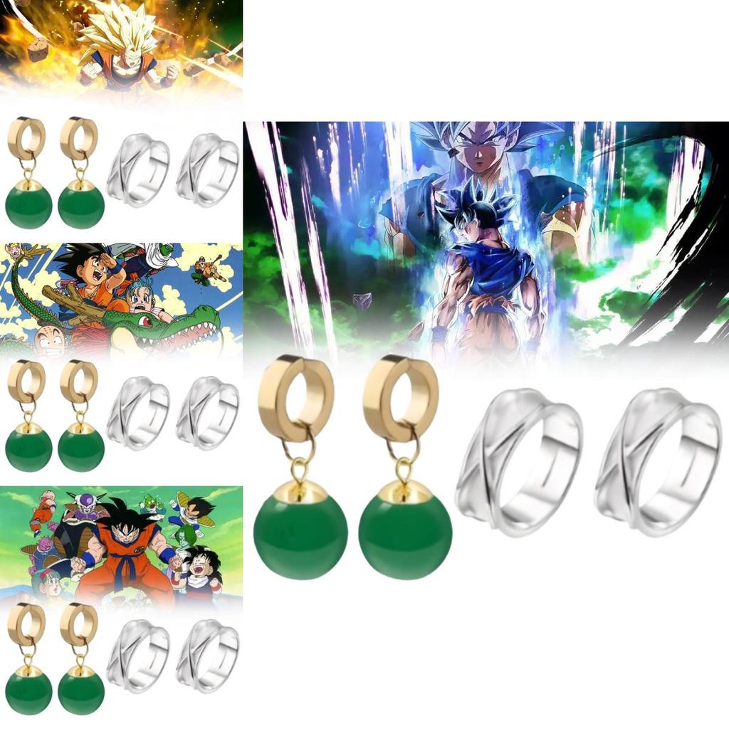 Dragon Ball Super Goku Black Accessories With Earrings And Ring For Anime Costume Parties