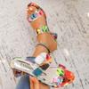 Women Slippers Colorful Chunky Heeled Slippers Women Slip On Open Toe Mid Heels Stylish Daily Sandals High Heels Slides Women