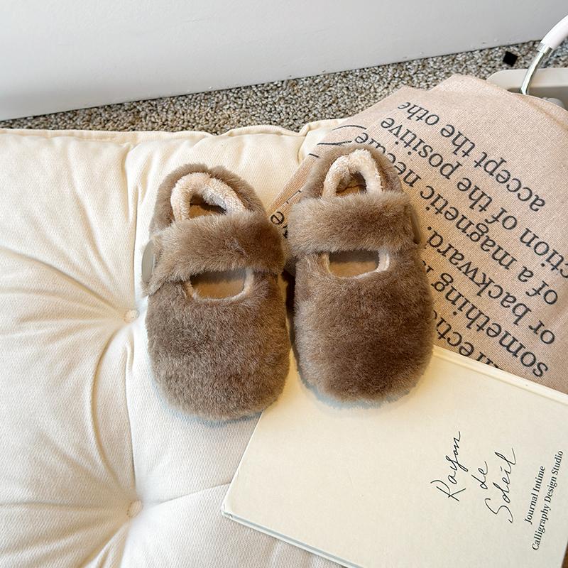 Детская повседневная обувь с круглым носком, модная, для мальчиков и девочек, простая хлопковая обувь на платформе, детская зимняя теплая простая обувь на плоской подошве, размер 21-30