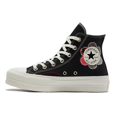 Chuck Taylor All Star Lift Platform Высокие лоскутные женские кроссовки Black Egret Red A05194C