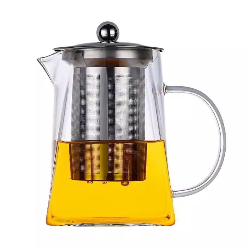350/550/750/950ML Teapot Household Teapot Glass Teapot Stainless Steel Tea Filter Transparent Pot High Temperature Resistance
