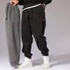 Baggy Corduroy Sweatpants Men Solid Color Casual Autumn Winter Tech Fleece Sport Loose Joggers Harem Pants Male Long Trousers