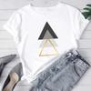 (Asian Size) Women Print Tee Top Fashion T Shirt Woman Geometric Lovely Style Trend Cute Female Clothing Short Sleeve Graphic T-shirts
