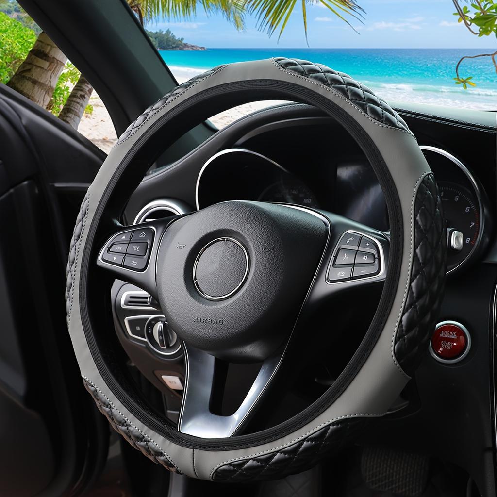 1 шт. Новый чехол на руль автомобиля, двухцветный шестицветный кожаный без внутреннего кольца, популярный всесезонный универсальный чехол на руль