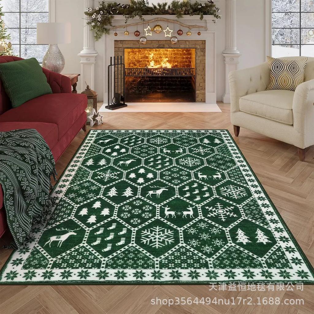 American Christmas Living Room Carpet Home Decoration Large Area Lint-free Rugs Bedroom Bedside Antiskid Easy Cleaning Foot Mat