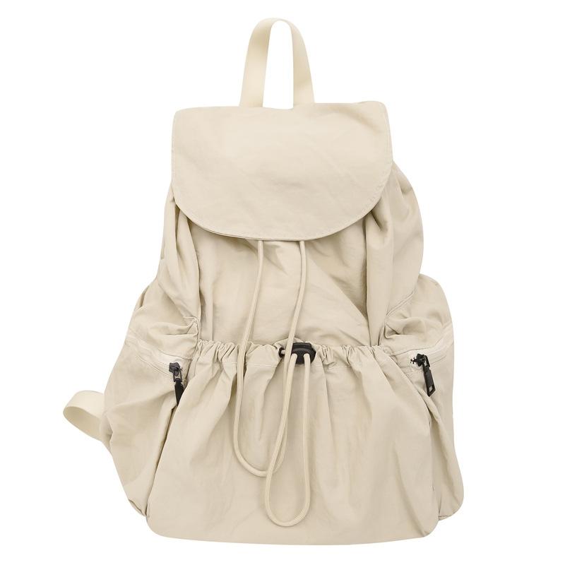Pleated Drawstring Nylon Backpack Women's Niche Trend Large Capacity Flip School Bag Backpack for Girls school backpack